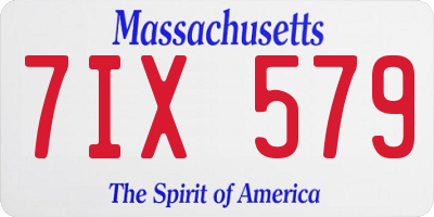 MA license plate 7IX579