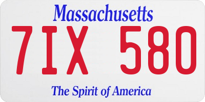 MA license plate 7IX580