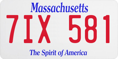 MA license plate 7IX581