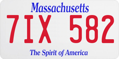 MA license plate 7IX582