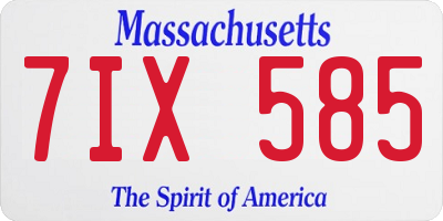 MA license plate 7IX585