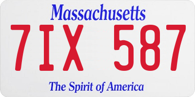 MA license plate 7IX587