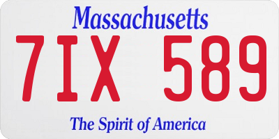 MA license plate 7IX589
