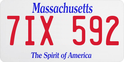 MA license plate 7IX592