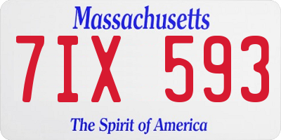 MA license plate 7IX593
