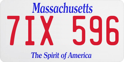 MA license plate 7IX596
