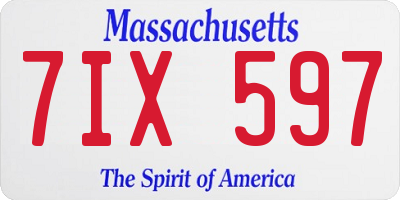 MA license plate 7IX597
