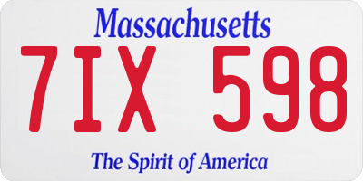 MA license plate 7IX598