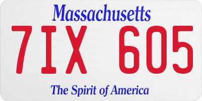 MA license plate 7IX605