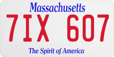 MA license plate 7IX607