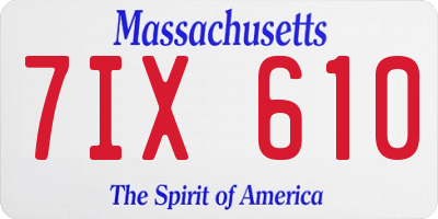 MA license plate 7IX610
