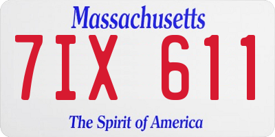 MA license plate 7IX611