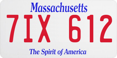 MA license plate 7IX612
