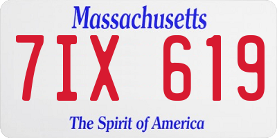 MA license plate 7IX619
