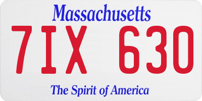 MA license plate 7IX630