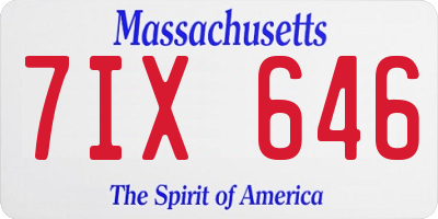 MA license plate 7IX646