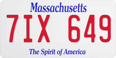 MA license plate 7IX649