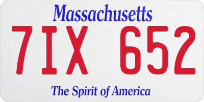 MA license plate 7IX652
