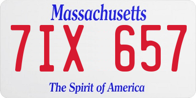 MA license plate 7IX657