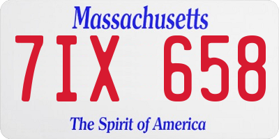 MA license plate 7IX658