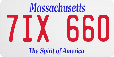 MA license plate 7IX660