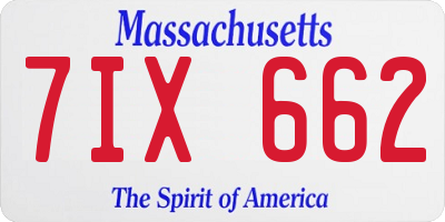 MA license plate 7IX662