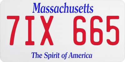 MA license plate 7IX665