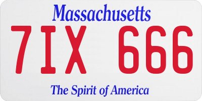 MA license plate 7IX666
