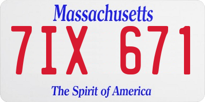 MA license plate 7IX671
