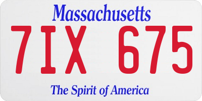 MA license plate 7IX675