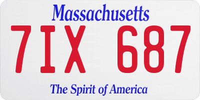 MA license plate 7IX687