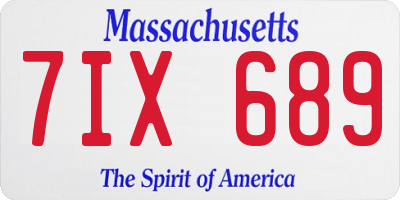 MA license plate 7IX689