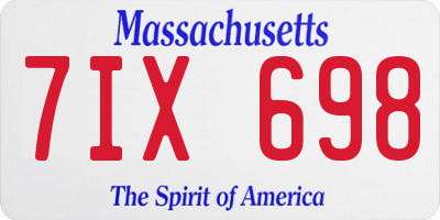MA license plate 7IX698