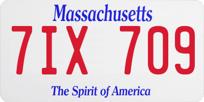 MA license plate 7IX709