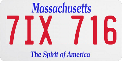 MA license plate 7IX716