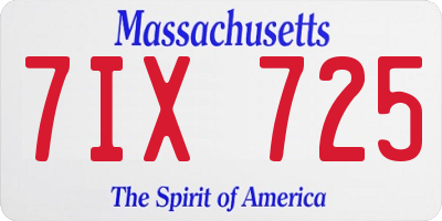 MA license plate 7IX725