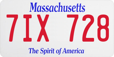 MA license plate 7IX728