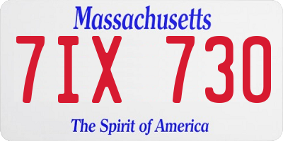 MA license plate 7IX730