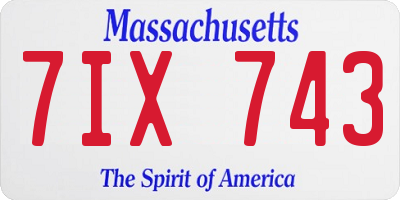 MA license plate 7IX743