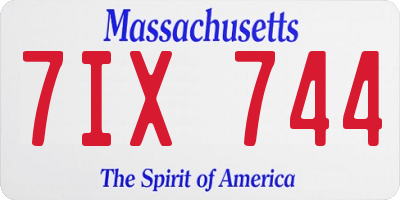 MA license plate 7IX744