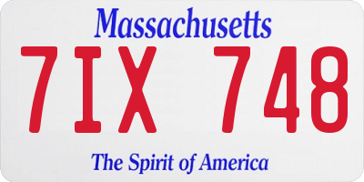 MA license plate 7IX748