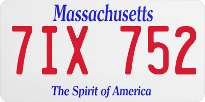 MA license plate 7IX752