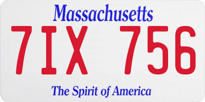 MA license plate 7IX756