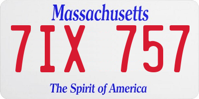 MA license plate 7IX757