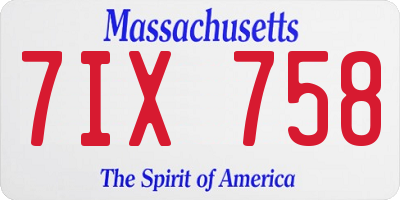 MA license plate 7IX758