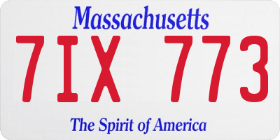 MA license plate 7IX773