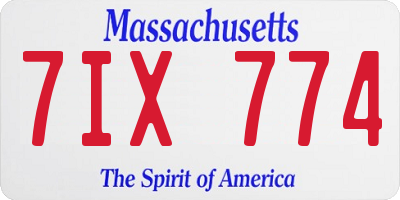 MA license plate 7IX774