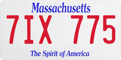 MA license plate 7IX775