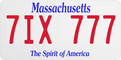 MA license plate 7IX777