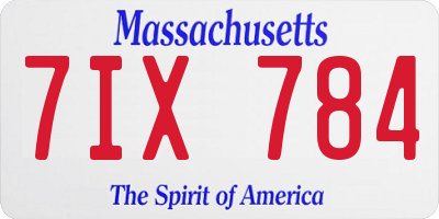 MA license plate 7IX784